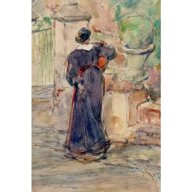 Painting of a female figure in Grenada, Spain by artist Walter Shirlaw (1838-1909). Shirlaw was born in Scotland and...