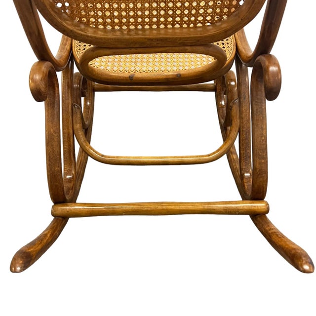 Brown Early 20th Century Bentwood and Caned Rocking Chair For Sale - Image 8 of 11