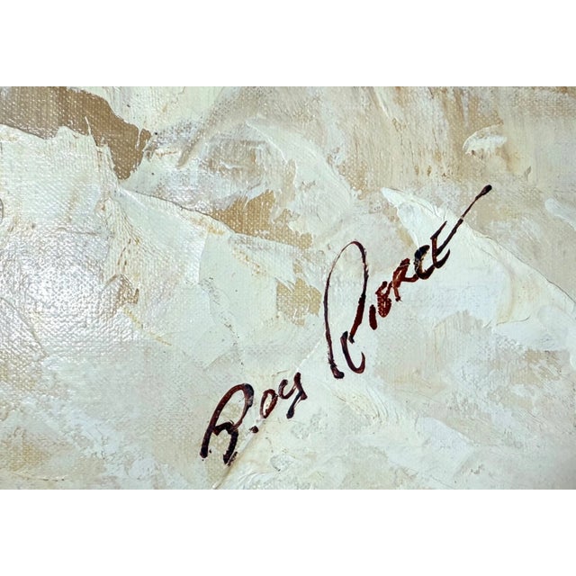 Share Large Vintage Original Expressive American Indian Roy Pierce Oil Painting Canvas For Sale - Image 9 of 11