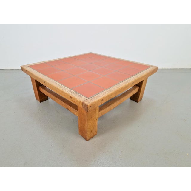 Brutalist Oak Coffee Table with Terracotta Tiles, 1950s For Sale - Image 6 of 15