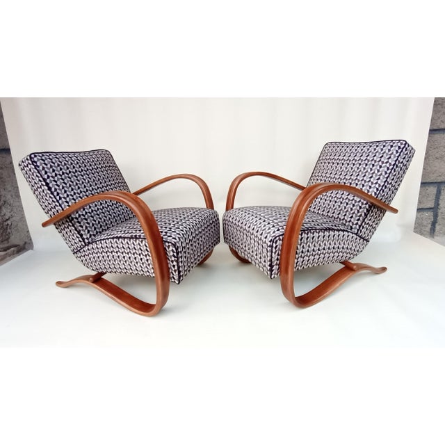 Modern H-269 Lounge Chairs by Jindrich Halabala for Up Zavody, 1930s, Set of 2 For Sale - Image 3 of 15
