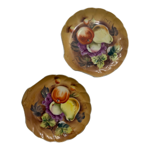 Vintage Seyei China Japan Hand Painted Fruit Dessert Plates – Set of 2 | Raised Fruit Motif | Cottage Kitchen Decor