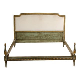 A French Louis XVI Style Painted Queen Size Bedframe Circa 1940s. For Sale