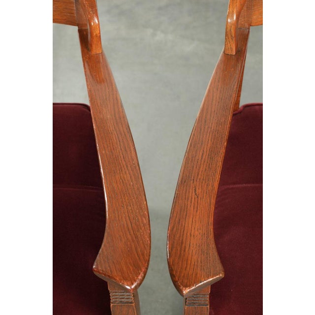 Brown Art Nouveau / Jugendstil Dining Chairs with Red Fabric Upholstery from Schuitema, Set of 2 For Sale - Image 8 of 15