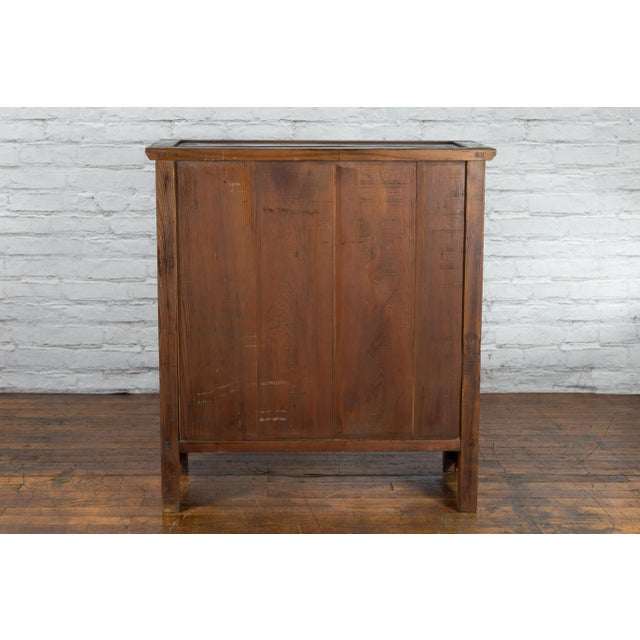 Brown Early 20th Century Chinese Hand-Painted Figure & Calligraphy Cabinet For Sale - Image 8 of 13