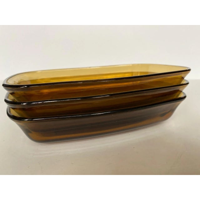 Mid 20th Century Arcopal Amber Dishes - Set of 3 For Sale In Austin - Image 6 of 7