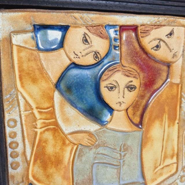 Ceramic Three Generations Relief by J. Ruth, 1980s For Sale - Image 11 of 14