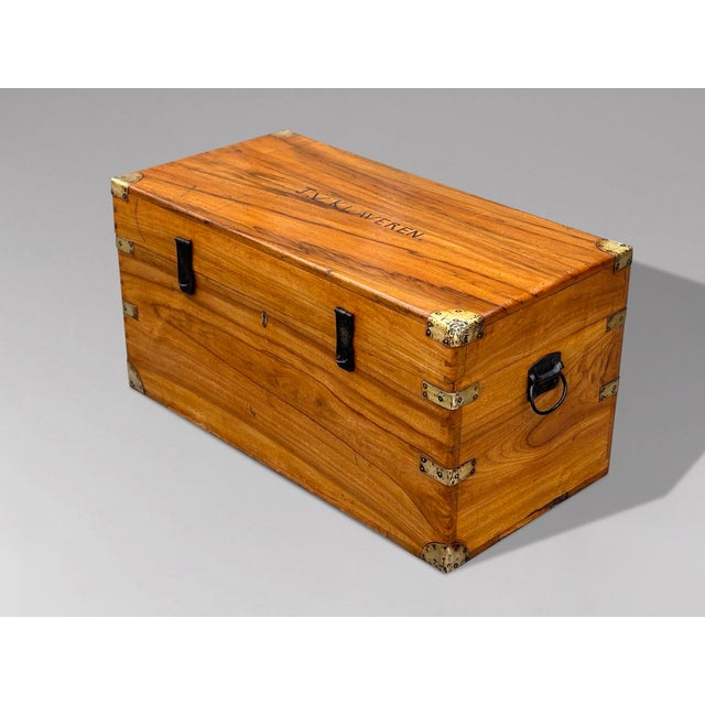 Camphor Wood Campaign Trunk, 1880s For Sale - Image 11 of 11