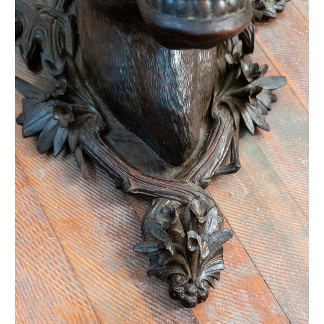 19th Century German Carved Black Forest Walnut Head of a Bull Cow For Sale - Image 16 of 18
