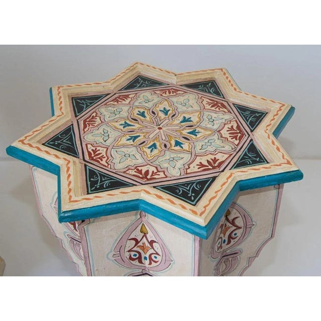 Islamic Moroccan Moorish Star Shape Ivory Side Tables a Pair For Sale - Image 3 of 12