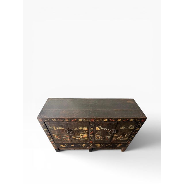 Antique Chinese Hand-Painted Lacquer Cabinet – Early 20th Century For Sale - Image 9 of 16