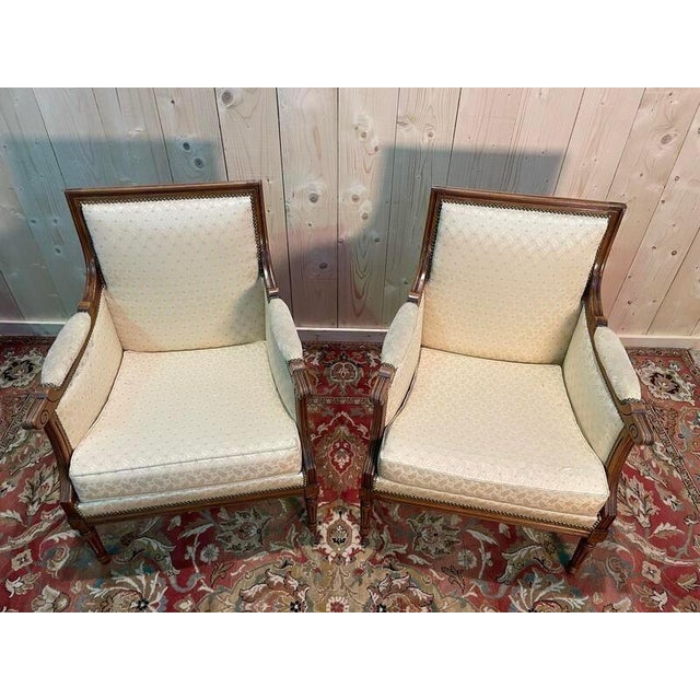 Traditional Louis XVI Style Bergere Chairs, Set of 2 For Sale - Image 3 of 8