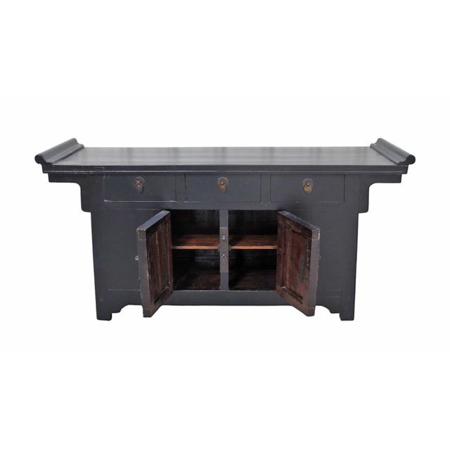 Brown 19th Century Antique Chinese Elm Everted Flange Altar Sideboard For Sale - Image 8 of 8