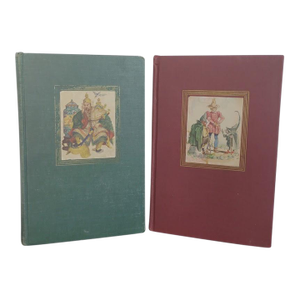 1945 Grimm's & Andersen's Fairy Tales Illustrated Hardcover Cloth Two Volume Book Set
