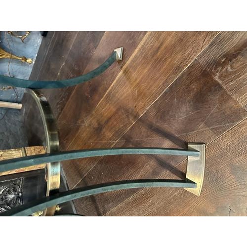 Italian Brass and Patinated Verdigris Bronze Demi-Lune Console Tables, 1980, Set of 2 For Sale - Image 10 of 16