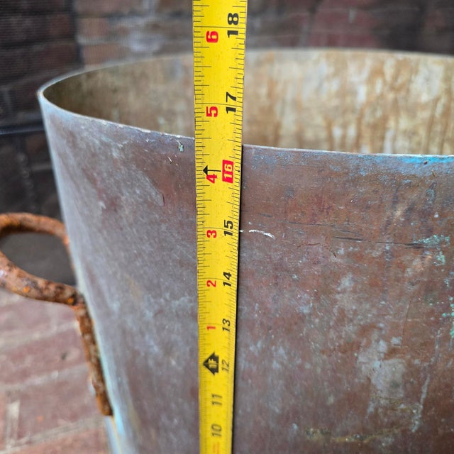 Copper Large Antique Bramhall Deane and Co Copper Stock Pot With Lid 16 Inch Industrial Kitchen Decor For Sale - Image 8 of 10