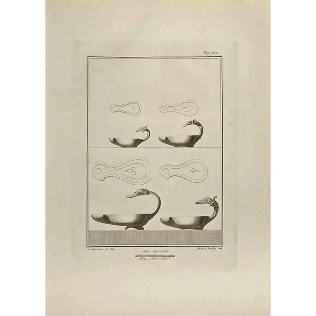 Duck Head Oil Lamp from "Antiquities of Herculaneum" is an etching on paper realized by Carlo Oraty in the 18th Century....