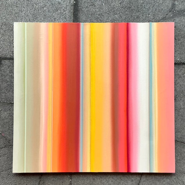 Immerse yourself in the vibrant energy of "Tangerine Spaces Between Trees," a striking abstract oil painting that blends...