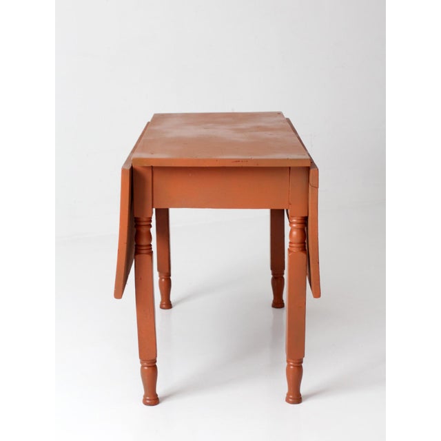 Brown Antique Painted Primitive Drop Leaf Table For Sale - Image 8 of 18