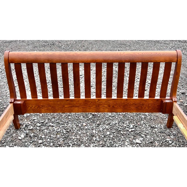 Keller Oak Slat Sleigh Bed Queen Size Chairish