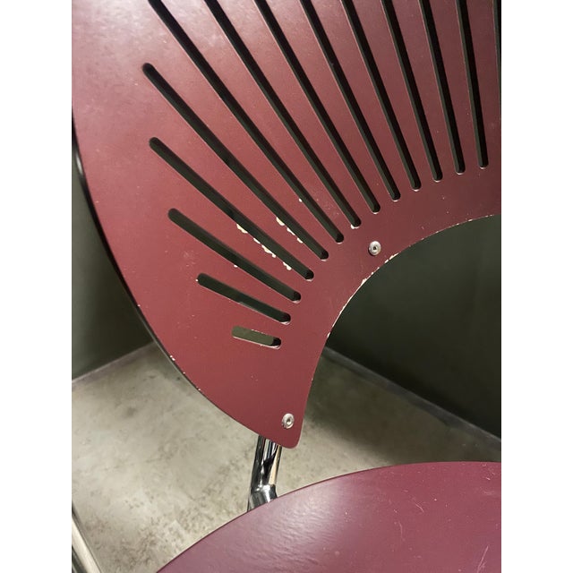 Maroon Trinidad Chairs by Nanna Ditzel for Fredericia Stolefabrik, 1990, Set of 4 For Sale - Image 8 of 9