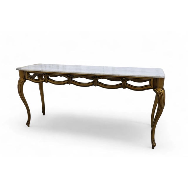 Bring timeless European elegance to your home with this Italian Style Marble Top Console Table. Featuring graceful...