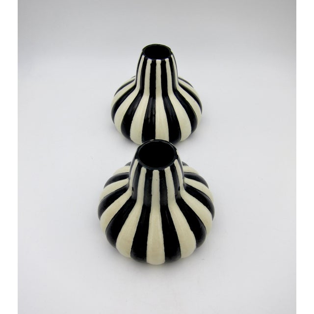 Velten Vordamm Bauhaus Era Velten Vordamm Art Deco Vase Pair in Black and White For Sale - Image 4 of 12