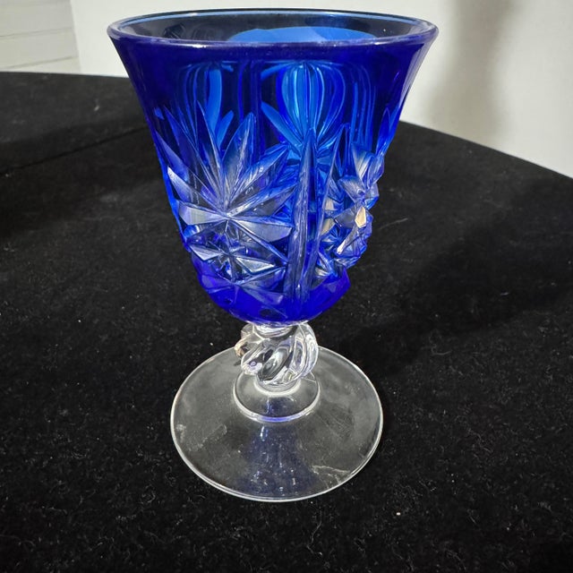 1980s 1980s Cobalt Cut-to-Clear Centerpiece Set For Sale - Image 5 of 11