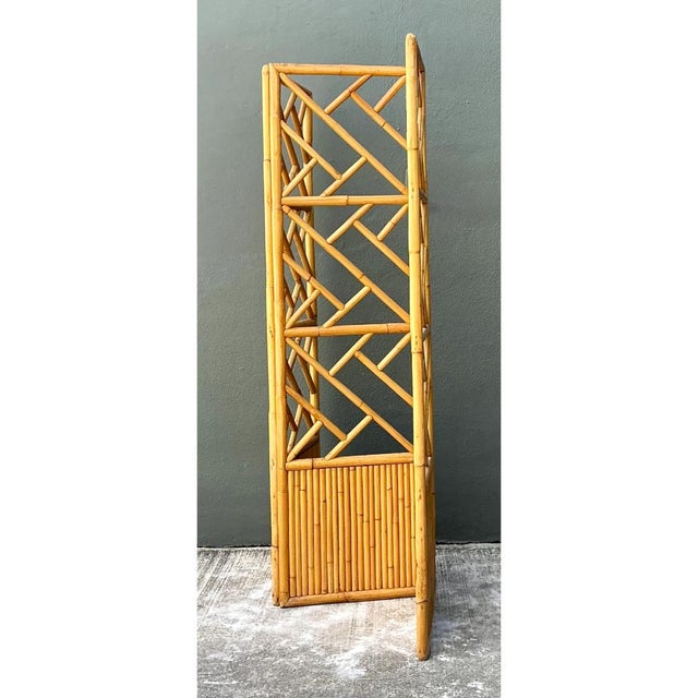 Vintage Rattan Chinese Chippendale Folding Screen For Sale In West Palm - Image 6 of 12