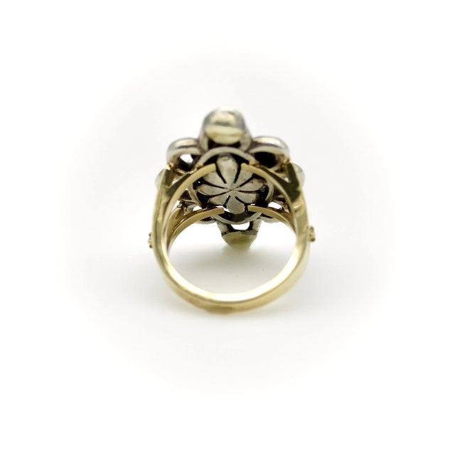 Silver 1920s Georgian Revival 14k Gold and Sterling Silver Ring With Diamonds, Size 7 For Sale - Image 8 of 8