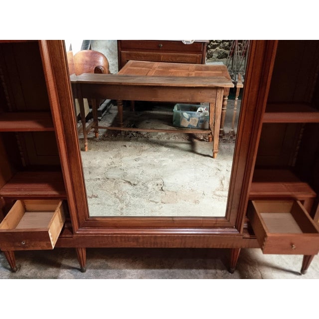 Wood French Art Nouveau Wardrobe with Mirror in Walnut and Oak, 1890s For Sale - Image 7 of 18