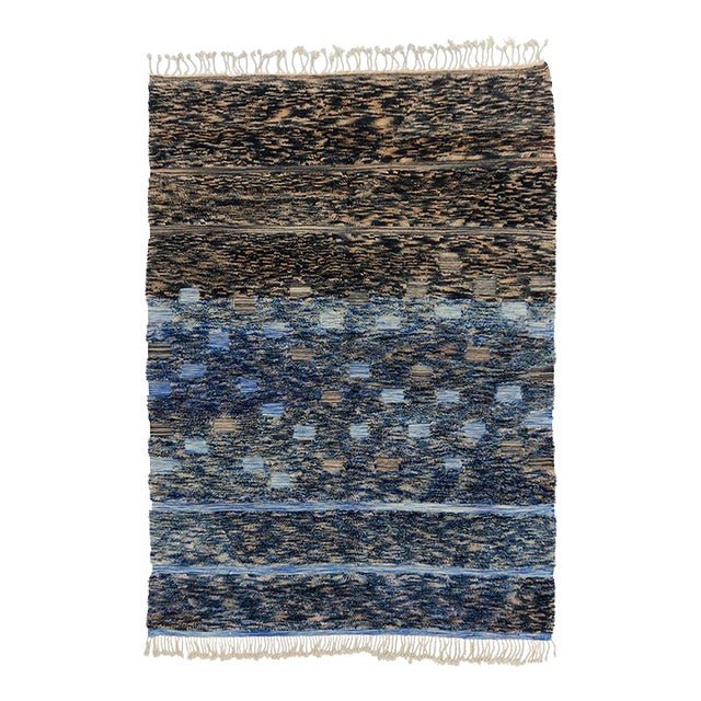 Two-Tone Ombré Diamond Hand-Knotted Wool Rug | 9'9" X 6'11" | One of a Kind For Sale