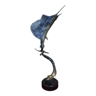 Geoffrey Smith 1994 Blue Marlin Bronze Sculpture 20/48 For Sale