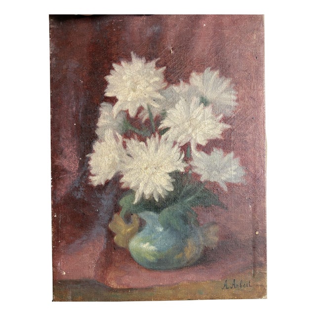 A Arbet, Floral Still Life, Oil on Canvas For Sale