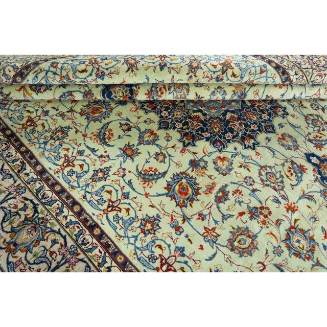 Hand-Knotted Kashan Rug in Cork Wool, 2000s For Sale - Image 10 of 13