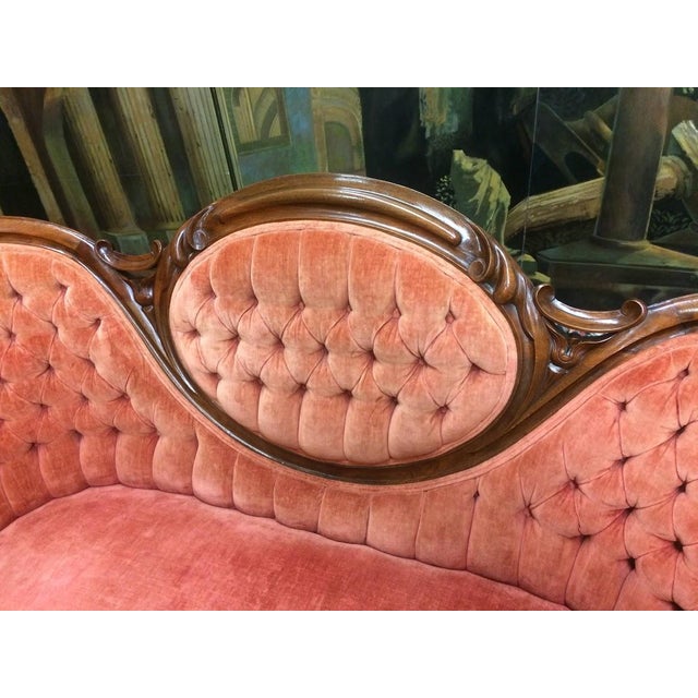 Victorian Victorian Settee, Cameo Back Loveseat For Sale - Image 3 of 9