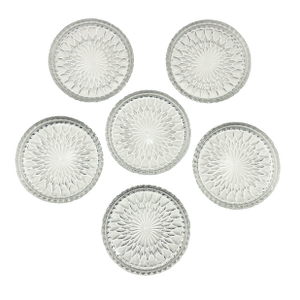 Mid 20th Century Faceted Crystal Coasters- Set of Six