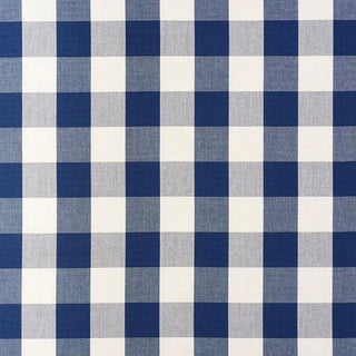 Sample - Schumacher Camden Cotton Check Fabric in Navy For Sale