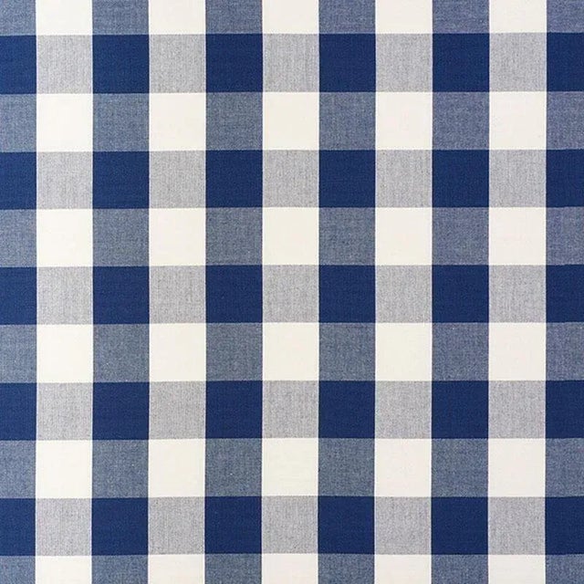 Sample - Schumacher Camden Cotton Check Fabric in Navy For Sale