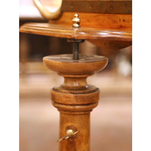 Brass 19th Century French Walnut and Brass Adjustable Lyre-Form Lutrin Music Stand For Sale - Image 8 of 11