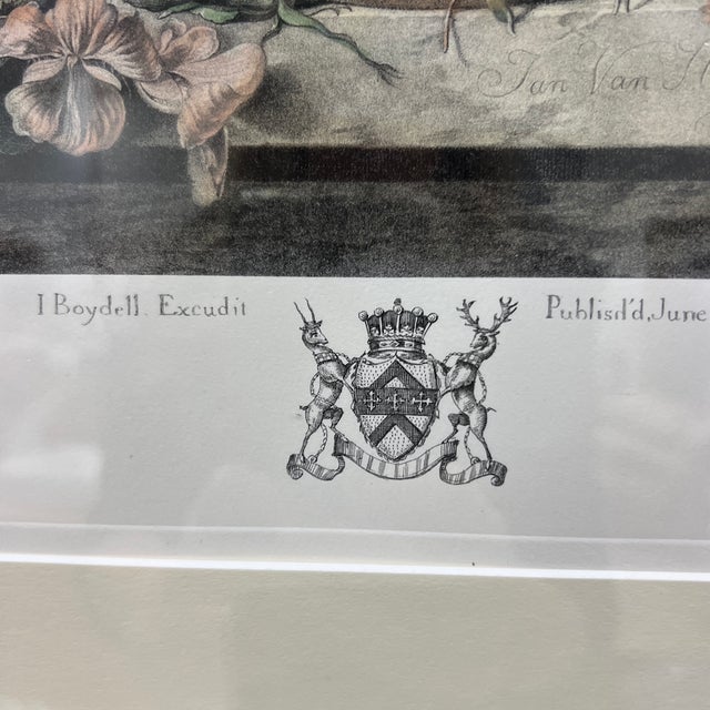 Printmaking Materials J. Pocker Nyc Framed Large Hand Colored Mezzotint Engraving Botanical Prints After Jon Van Huysum For Sale - Image 7 of 9