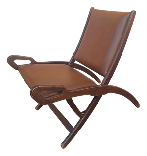 Ninfea Folding Armchair in Brown Faux Leather by Gio Ponti for Fratelli Reguitti, 1960s