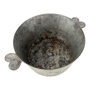 Vintage French Cordon Bleu Metal Charlotte Pot #18 Heart Handle Rustic Kitchen