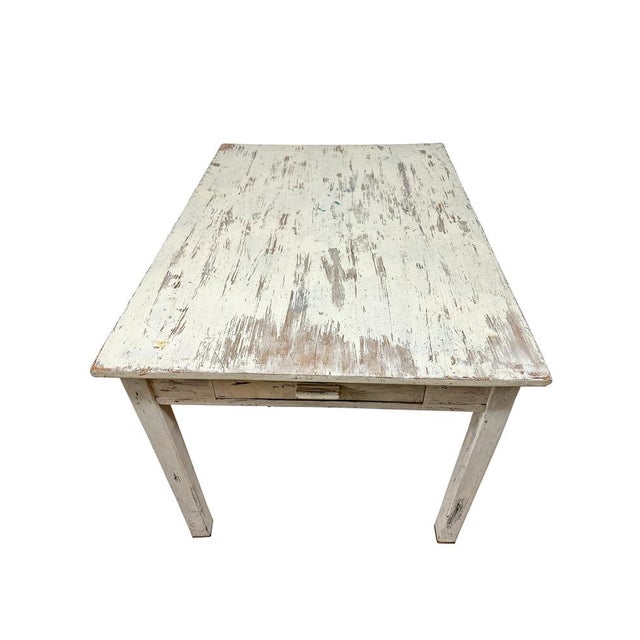 Wood Vintage Distressed Desk in White, 1950s For Sale - Image 7 of 12