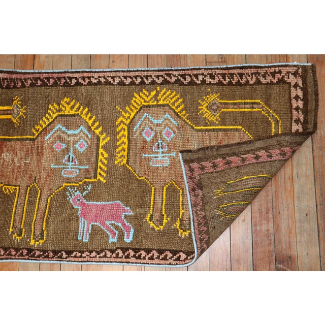 Fun Pictorial Lion Sheep Vintage Turkish Rug For Sale In New York - Image 6 of 6