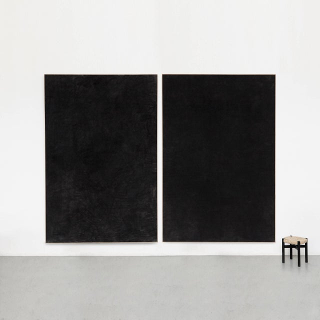 Large Black Paintings by Enrico Dellatorre, Set of 2 For Sale - Image 15 of 15