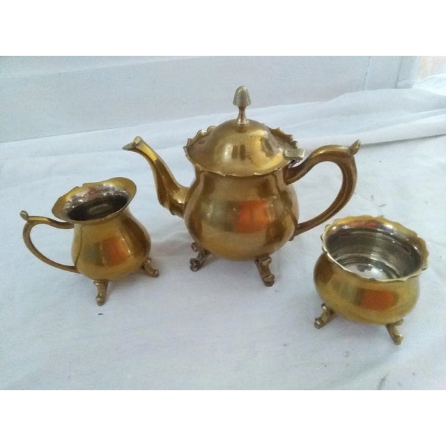 Brass Vintage Brass-Plated Petite Tea Set- 3 Pieces For Sale - Image 8 of 8