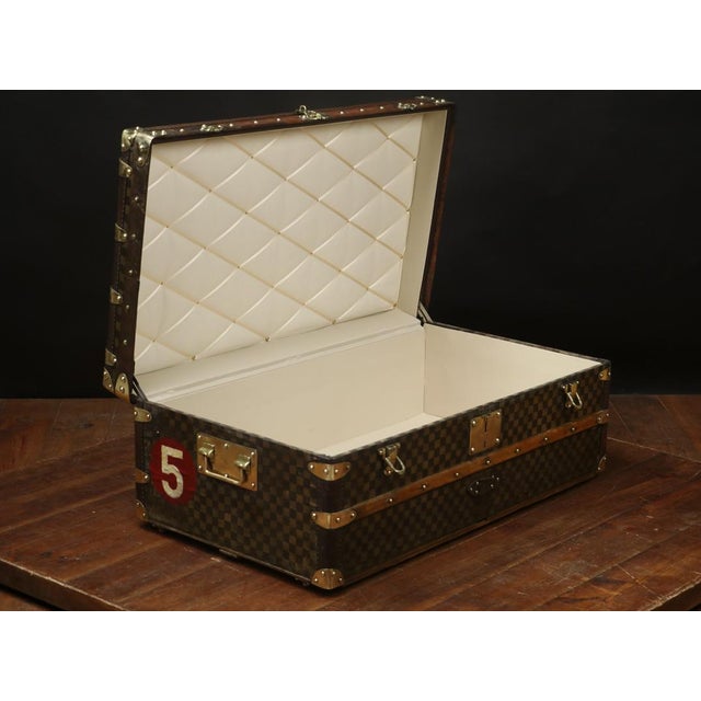 Checkerboard Trunk in Beech, Brass, Canvas and Leather, in Very Good conditions. Designed before 1890