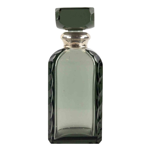 Vintage Bohemian Glass Bottle by Karel Palda, 1930s For Sale