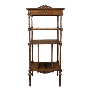 19th Century Louis XVI Carved Wood Music Cabinet with Caning For Sale